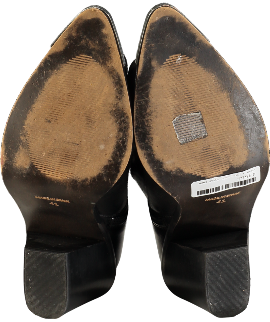 Warehouse Black Premium Real Leather Toe Cap Western Boot UK 8 EU 41 👠