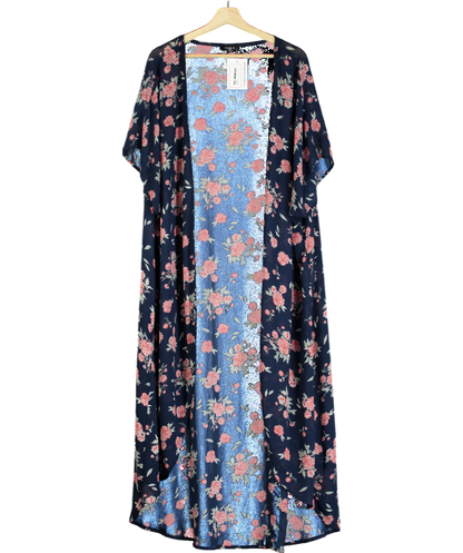 Torrid Blue Floral Mesh Kimono UK XXXL