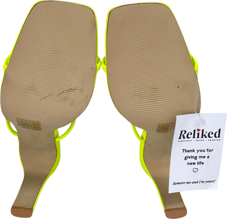 Simmi London Nabila Neon Yellow Two Part Strap Mules UK 7 EU 40 👠