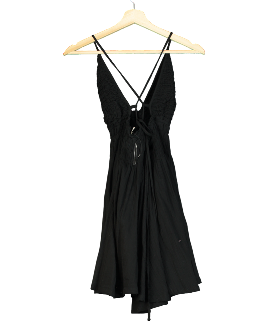 Free People Black Cotton Mini Dress UK L