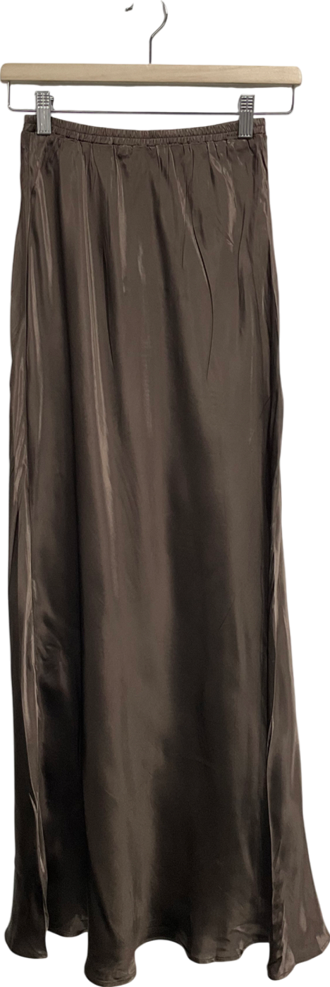 Vrg Grl Green Satin Maxi Skirt UK 8