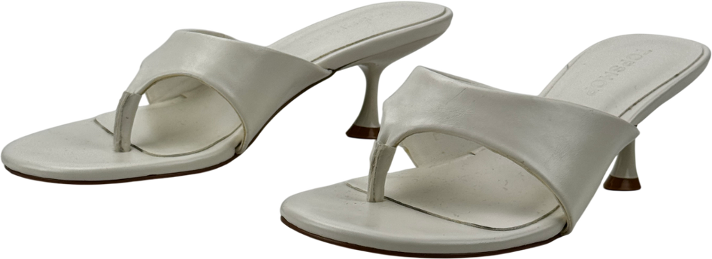 TOPSHOP Isabella Mid Heel Toe Thong Mule In White UK 4 EU 37 👠