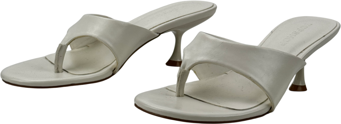 TOPSHOP Isabella Mid Heel Toe Thong Mule In White UK 4 EU 37 👠