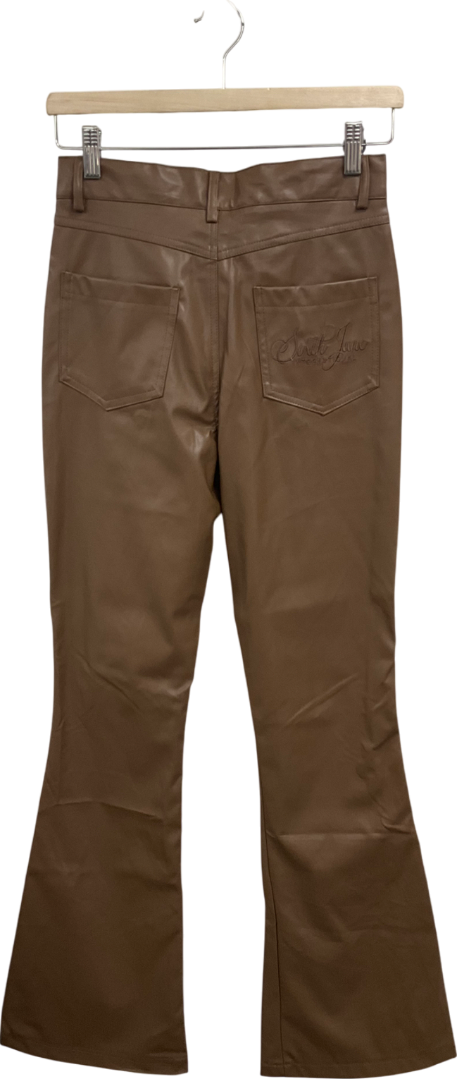 Sixth June Brown Flared Leather Style Trousers UK S