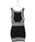 Balmain Black Square Neck Stripe Mini Dress UK 10