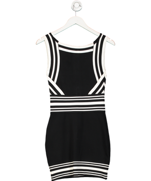 Balmain Black Square Neck Stripe Mini Dress UK 10