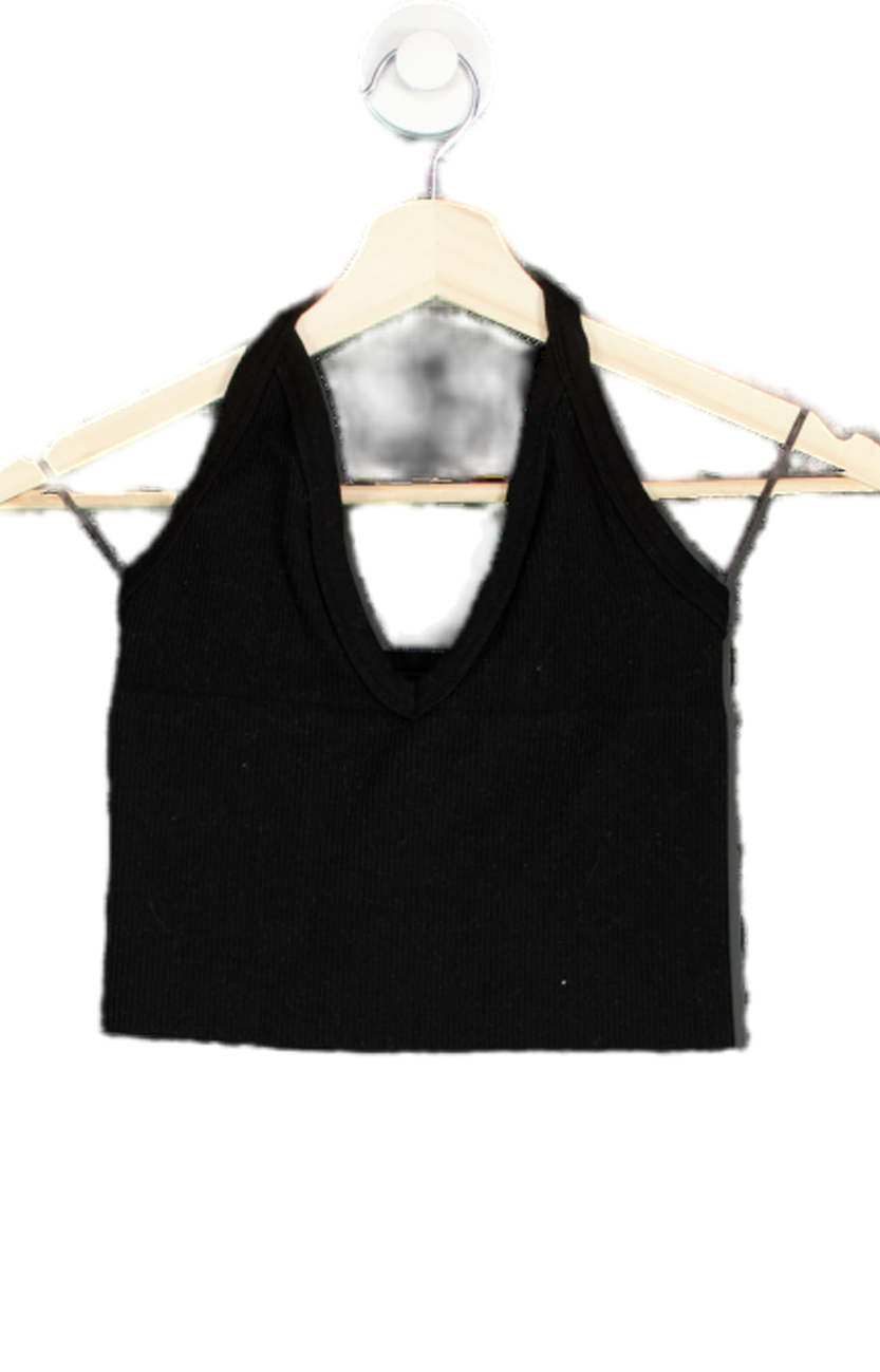 Out From Under Black Ribbed Crop Top UK S