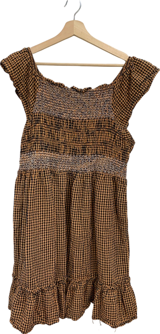Terra & Sky Yellow Checkered Smocked Dress UK XXXL