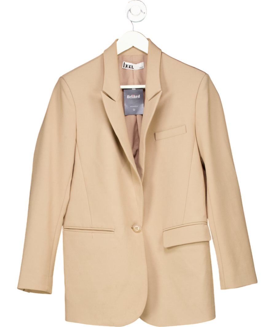 BOA Beige Relaxed Single Breasted Blazer UK XS