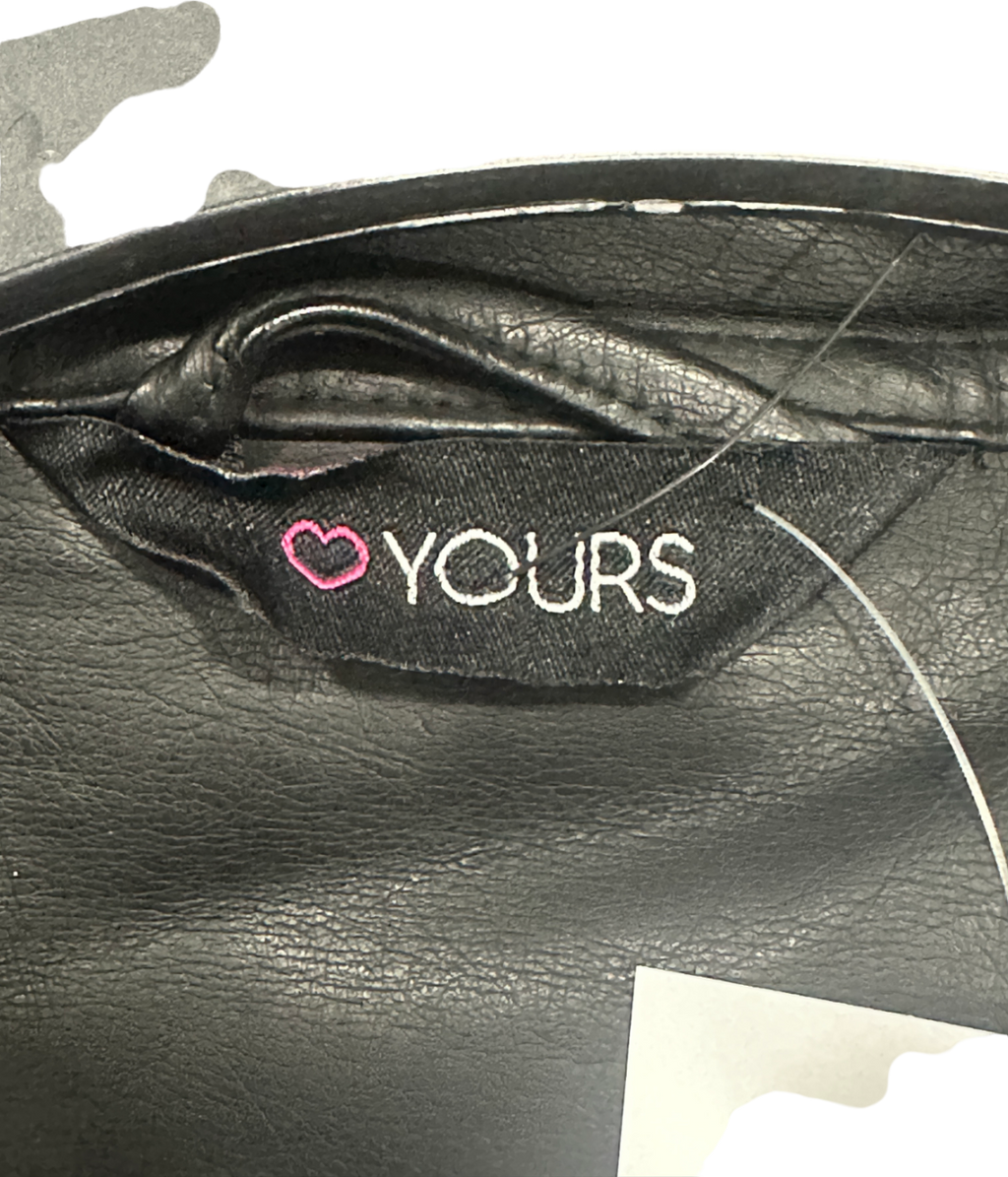 Yours Black Quilted Leather Jacket UK 26-28