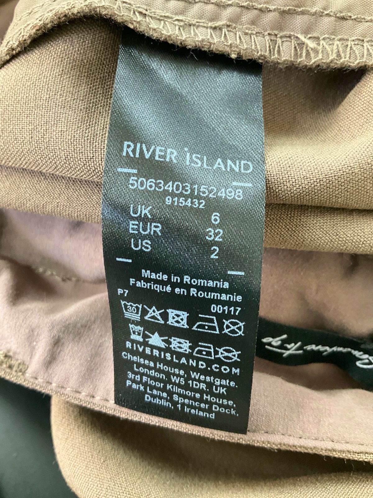 River Island Beige Wide Leg Trousers UK 6