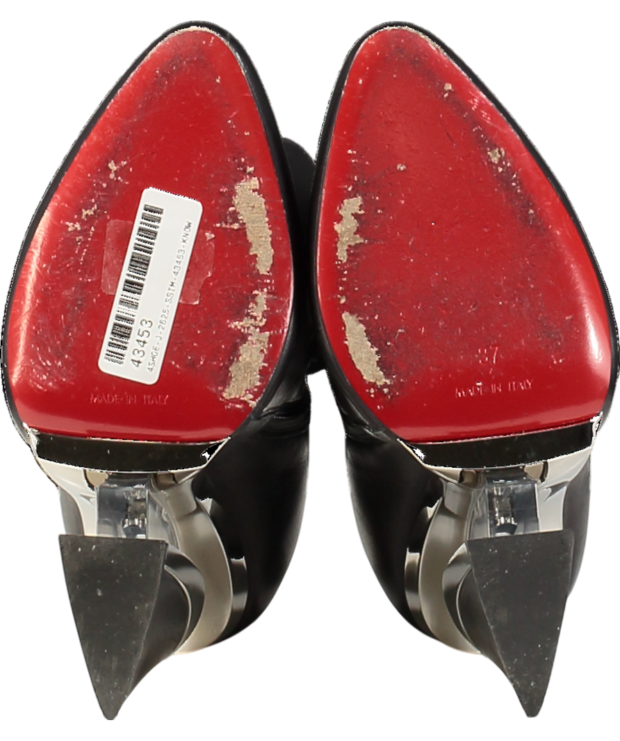 Christian Louboutin Black Levitibootie Calf Leather Wedge Heel Boots - Rare UK 4 EU 37 👠