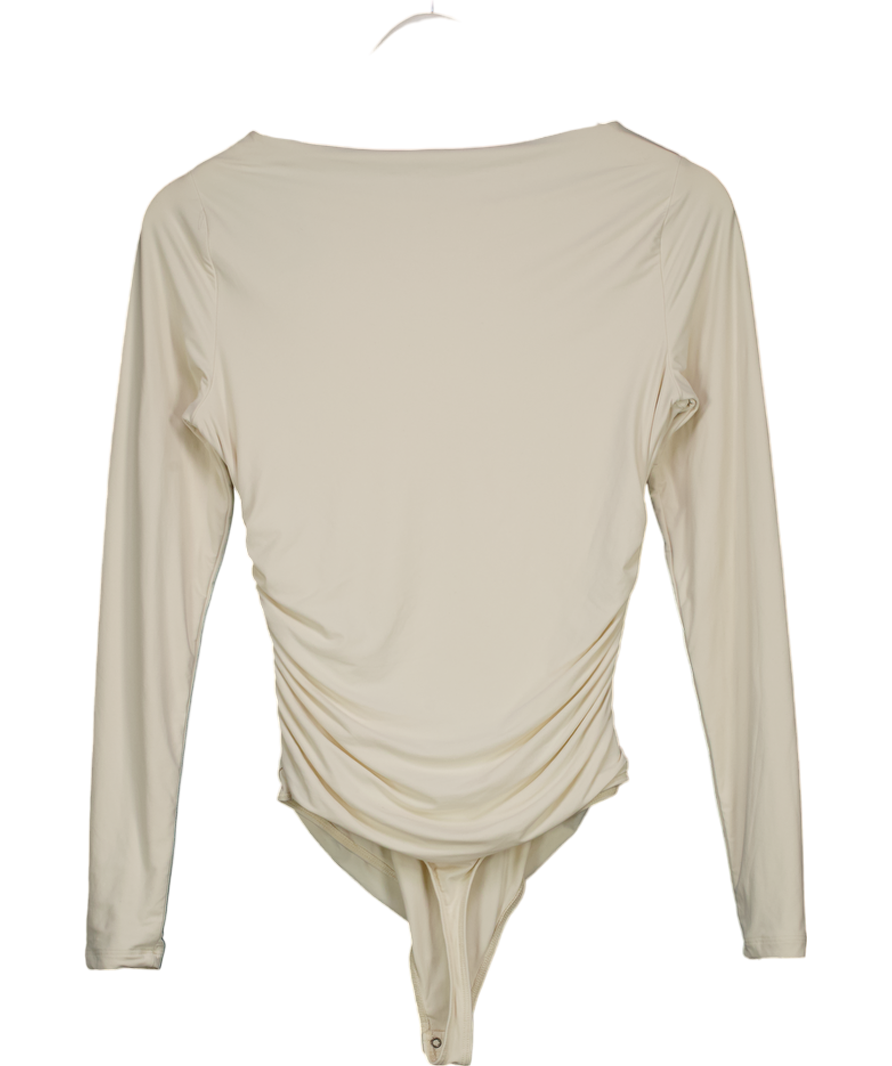 Abercrombie & Fitch Cream Slash Neck Long Sleeve Bodysuit UK M