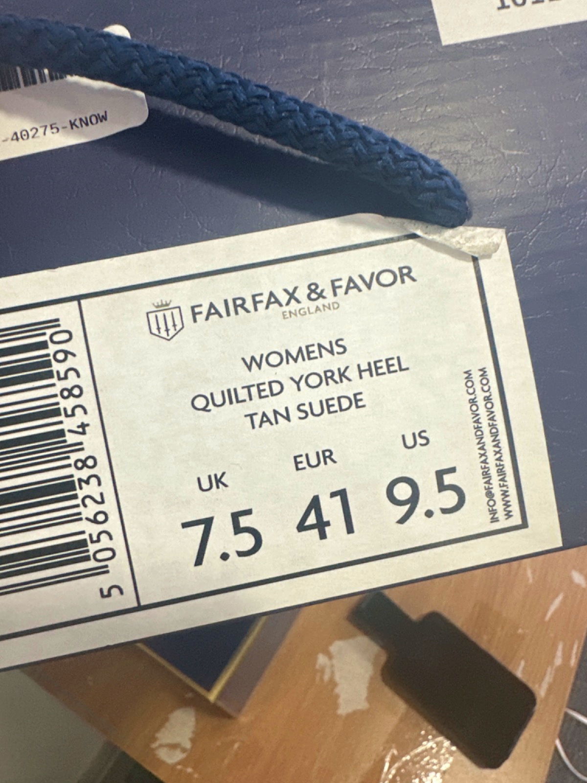 Fairfax & Favor Tan Quilted York Heel UK 7.5