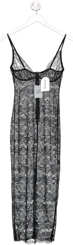 NBD Black Sheer Lace Midi Dress UK XS
