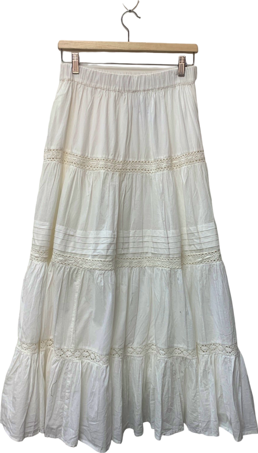 Primark White Tiered Maxi Skirt UK 12