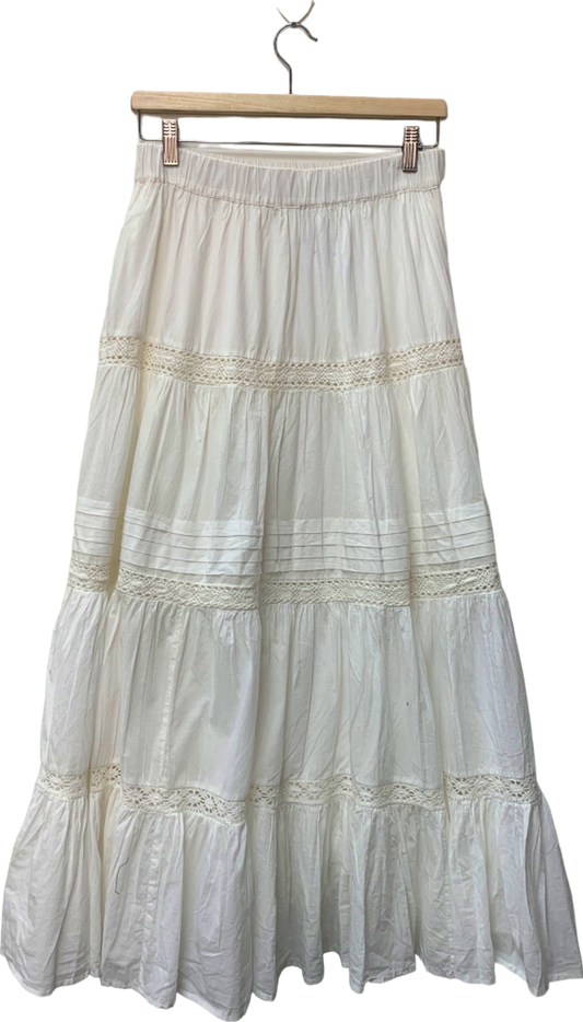 Primark White Tiered Maxi Skirt UK 12