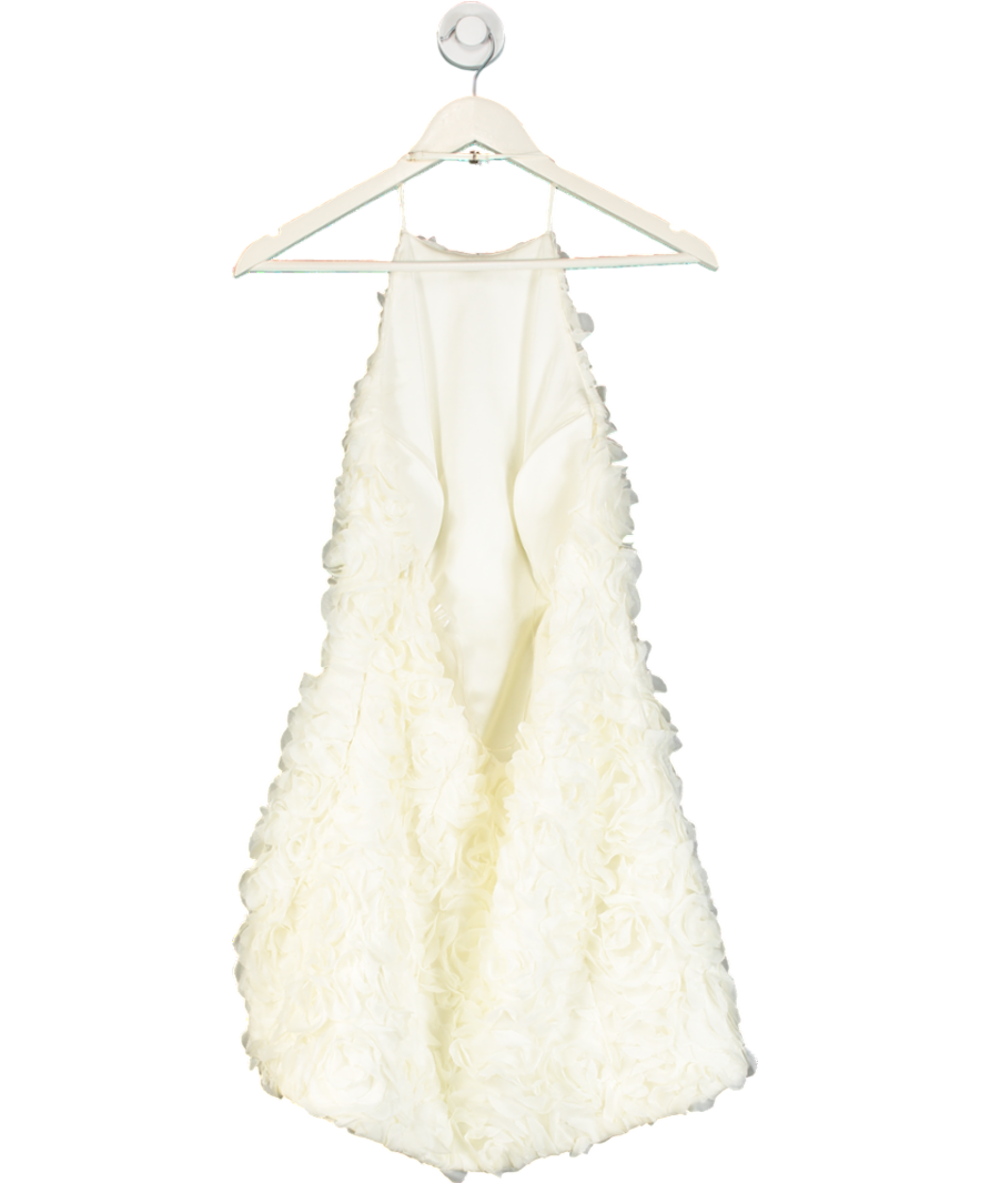 Oh Polly Cream 3d Floral-applique Halter Neck Mini Dress UK 12