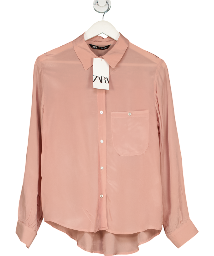 ZARA Pink Viscose Button Down Shirt UK M