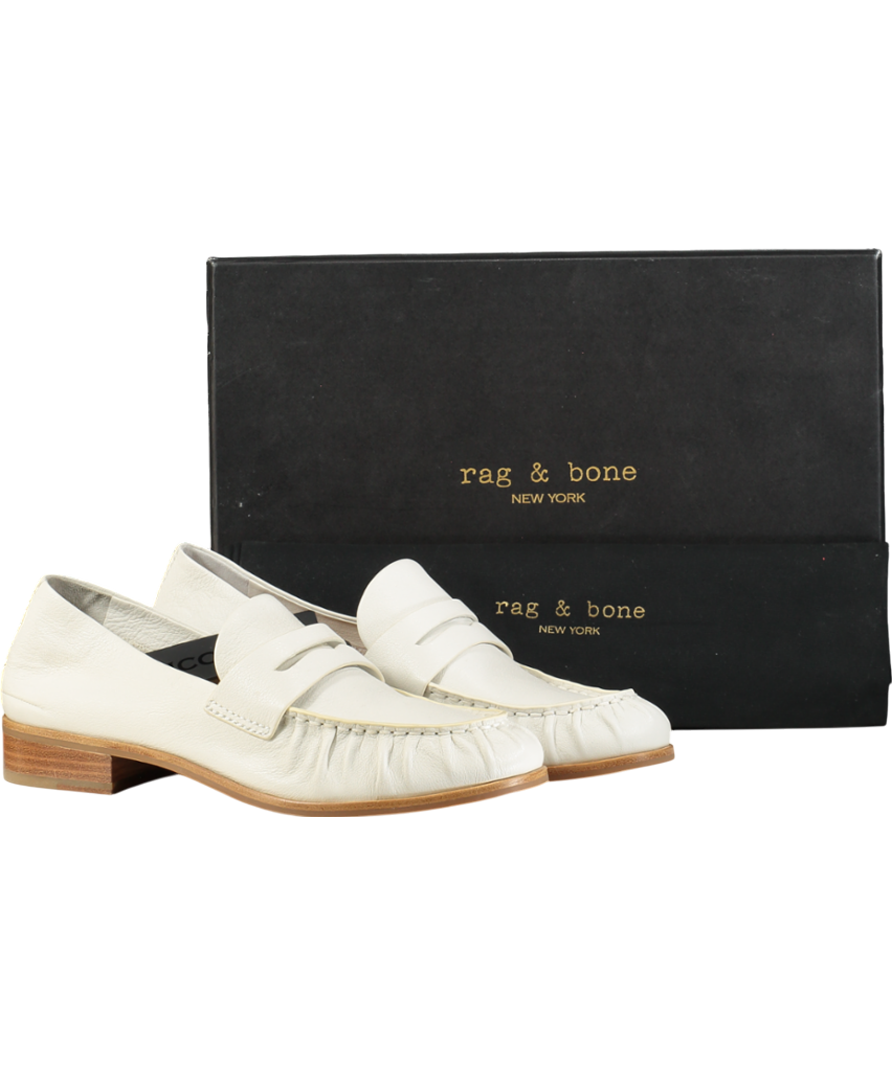 Rag & Bone White Sid Leather Loafers UK 7 EU 40 👠
