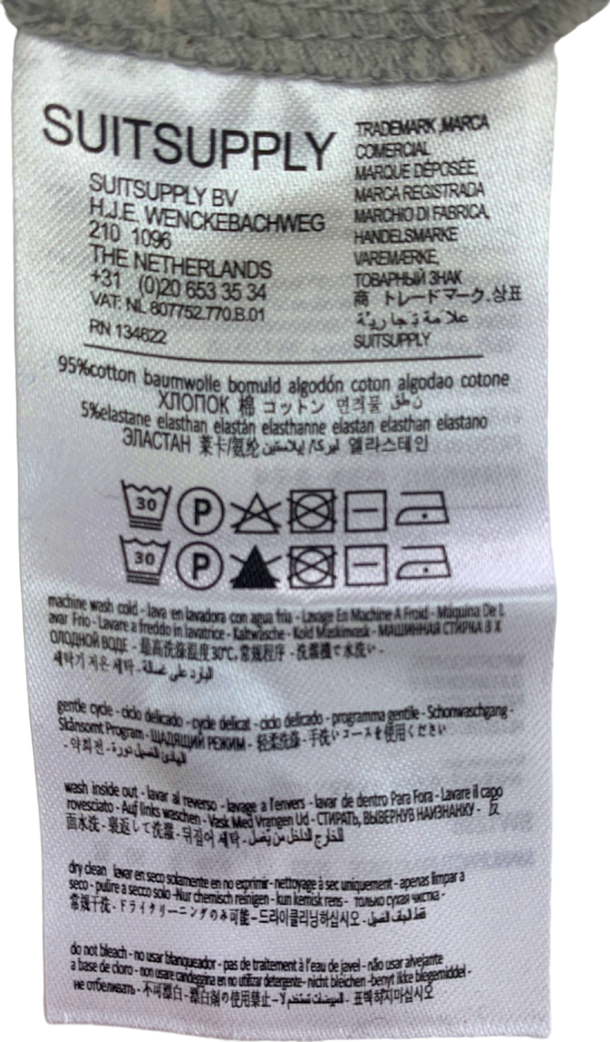 Suitsupply Light Grey Long Sleeve Cotton  Polo Shirt UK XS