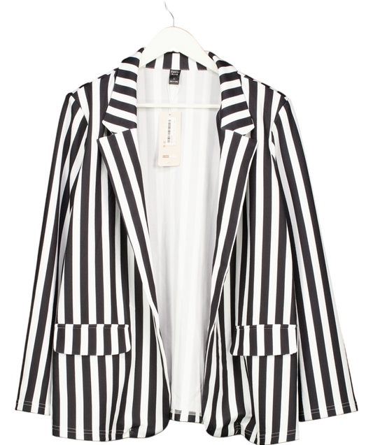 Emery Rose Women's Black And White Striped Long-sleeve Blazer UK L