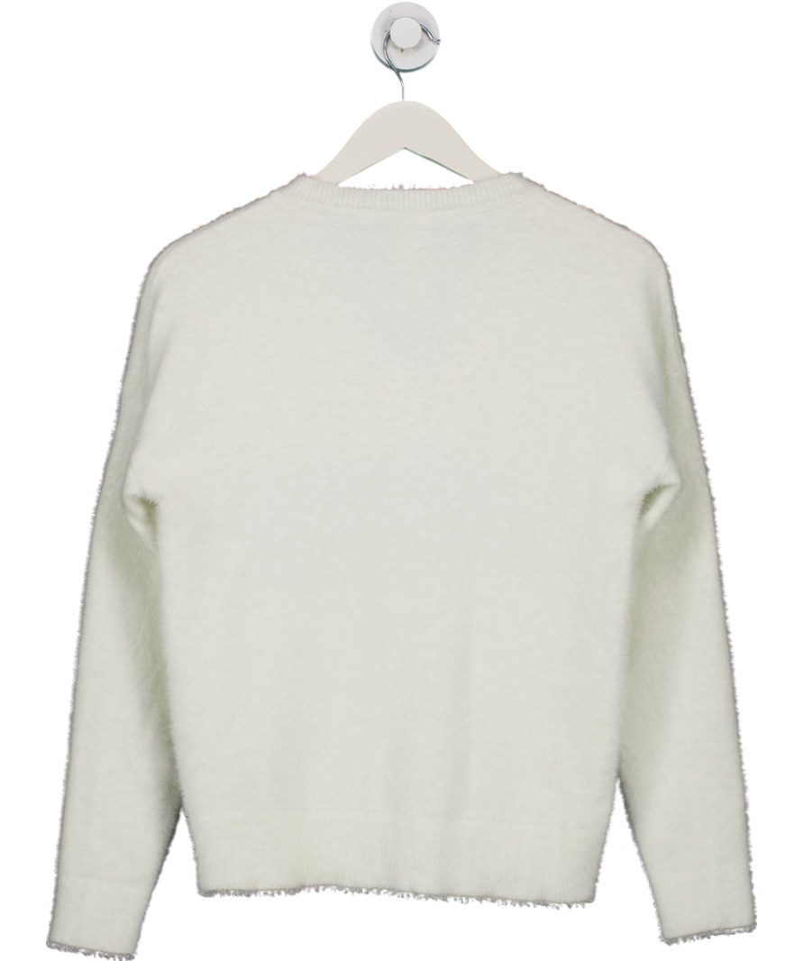 gymshark White V-neck Knitted logo Jumper UK XS