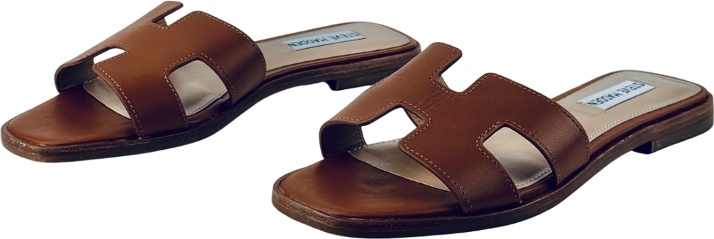 STEVE MADDEN Cognac Brown Leather Haydn "h" Sandals Us7.5 UK 5.5 EU 38.5 👠