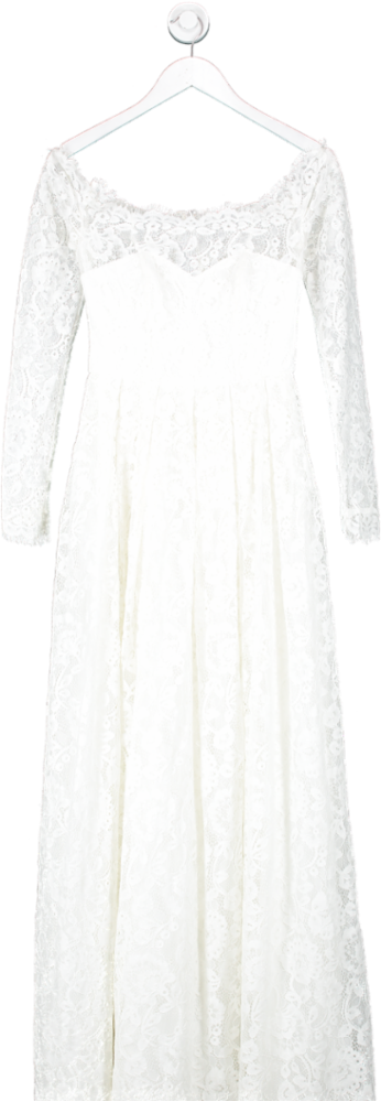 ASOS White Bridal Long Sleeve Lace Maxi Wedding Dress UK 8