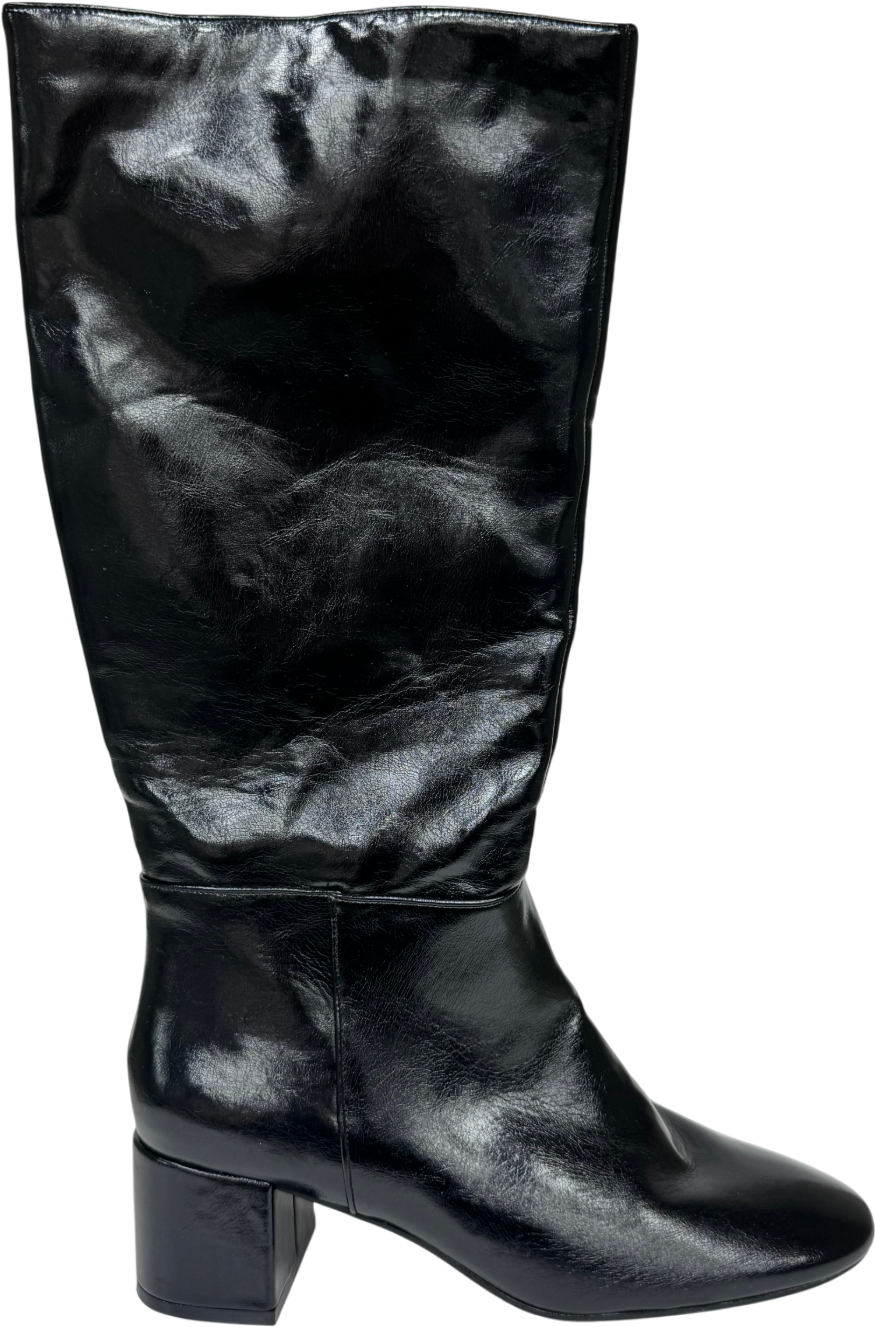 Very Black Low Block Heel Boot UK 8 EU 41 👠