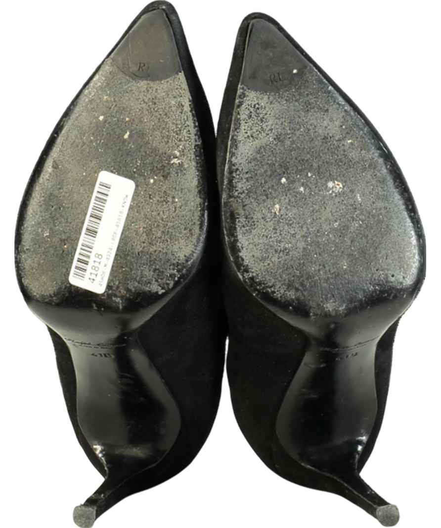 Ralph Lauren Black Suede Pointed Boot Heels UK 8 EU 41 👠