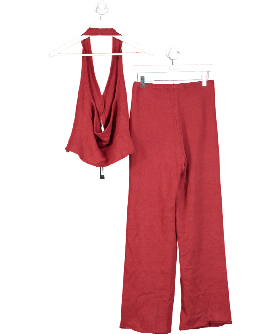 4th & Reckless Red Knitted Set With Rose Detail UK 10