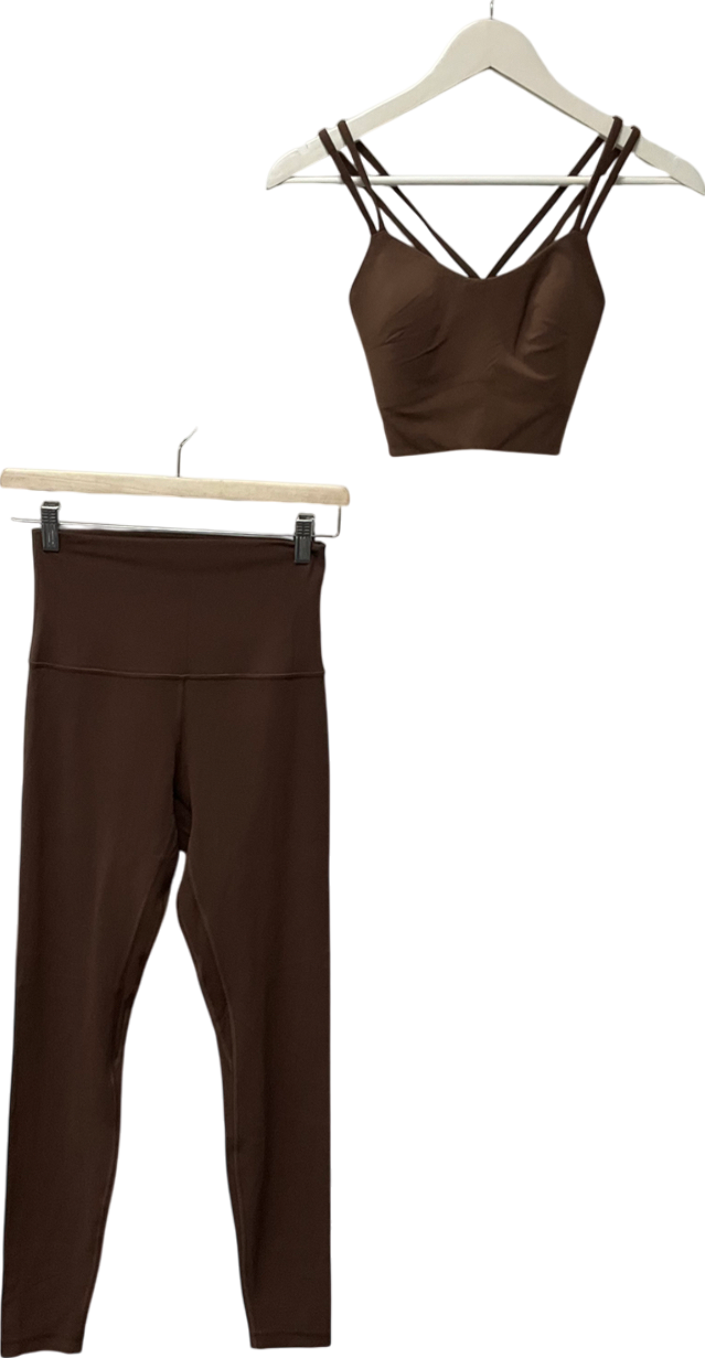 Lululemon Brown High Rise Leggings UK 10 & Like A Cloud Longline Bra UK 12