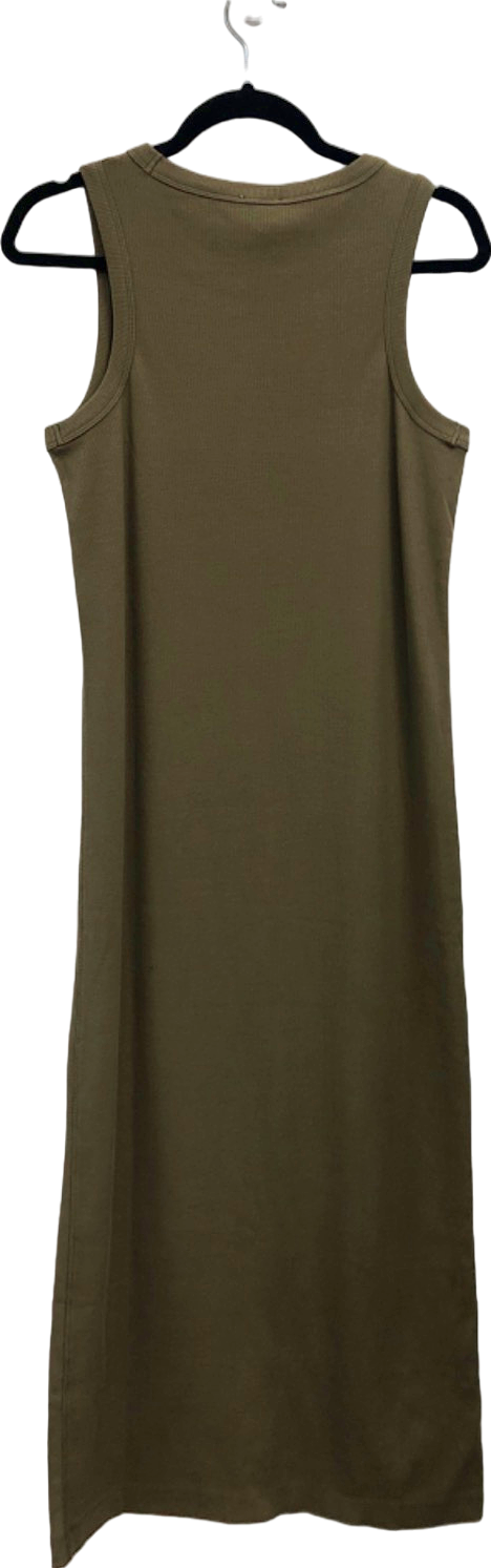 Eleven  Loves Khaki IZZY RIB JERSEY Midi Dress UK M