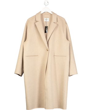 Wyse London Beige Wool Blend Double Faced Dora Coat - Oat Melange Sz5 UK 16