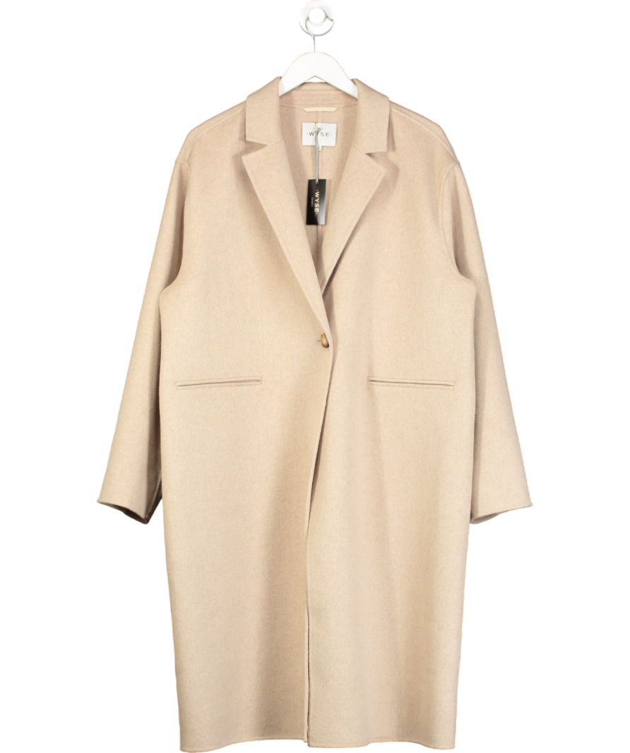 Wyse London Beige Wool Blend Double Faced Dora Coat - Oat Melange Sz5 UK 16