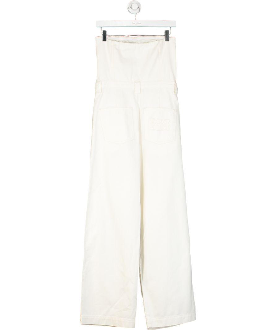De Rococo Cream Cotton Strapless Jumpsuit UK S