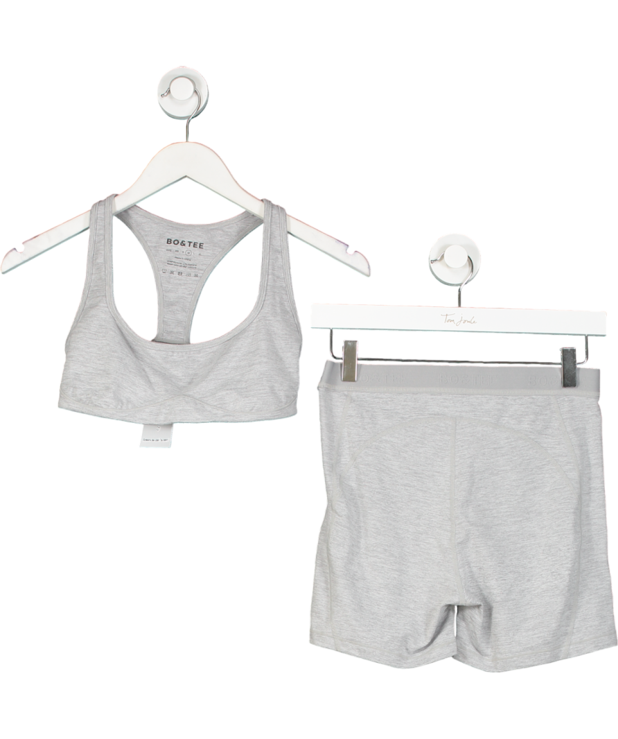 Bo + Tee Grey Bamboo Basic Bralette And Boxer Short Set UK M