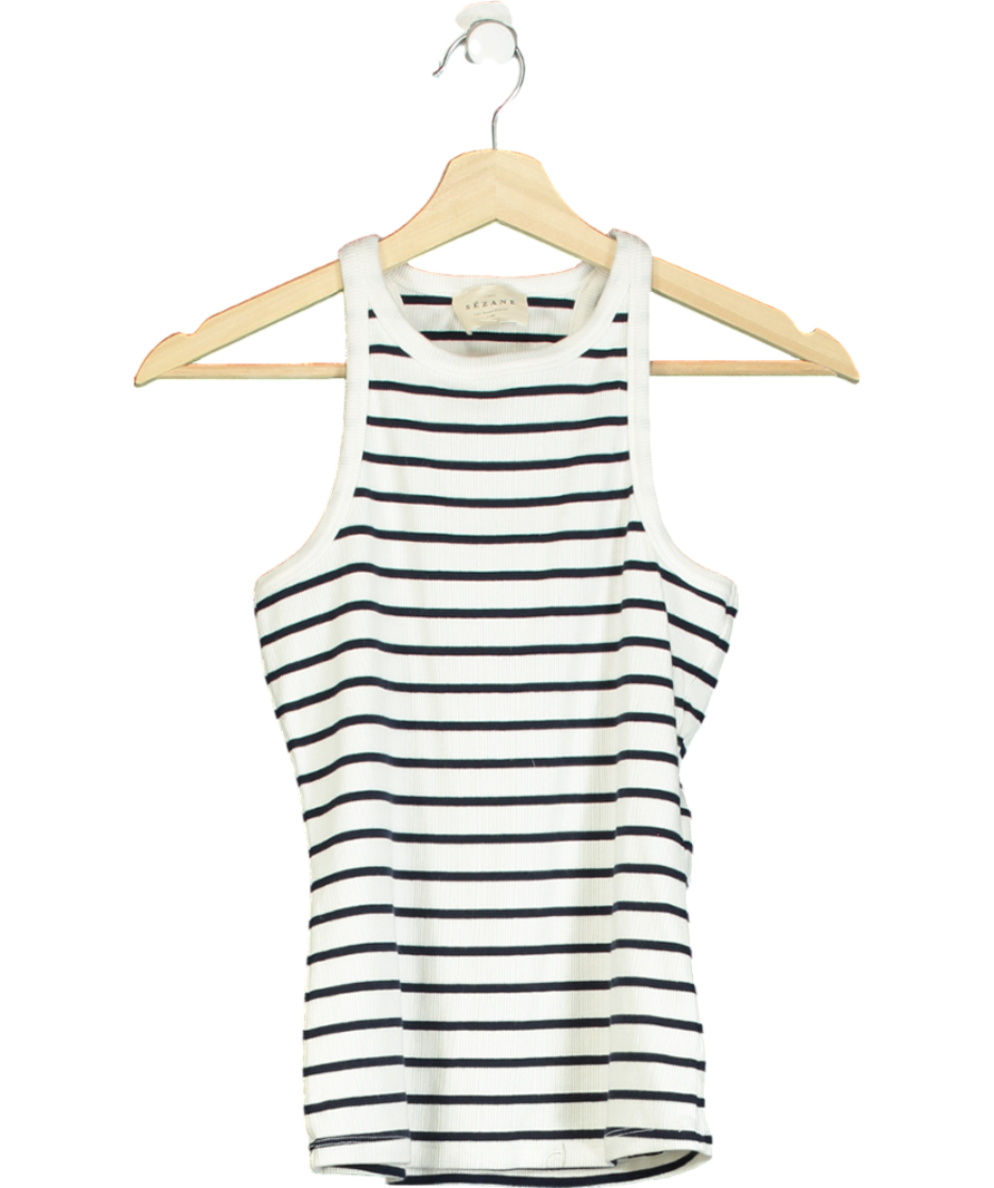 Sezane Cream Stripe Tank Top UK S