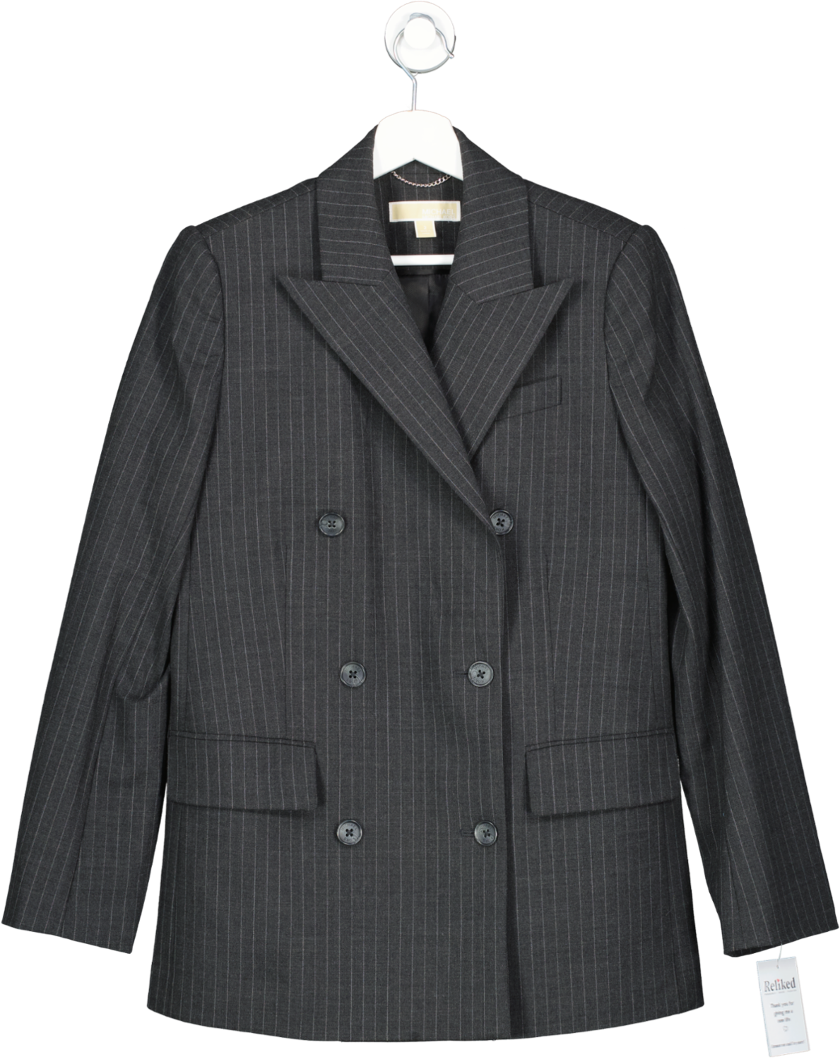 Michael Kors Grey Oin Stripe Double Breasted Blazer UK 6