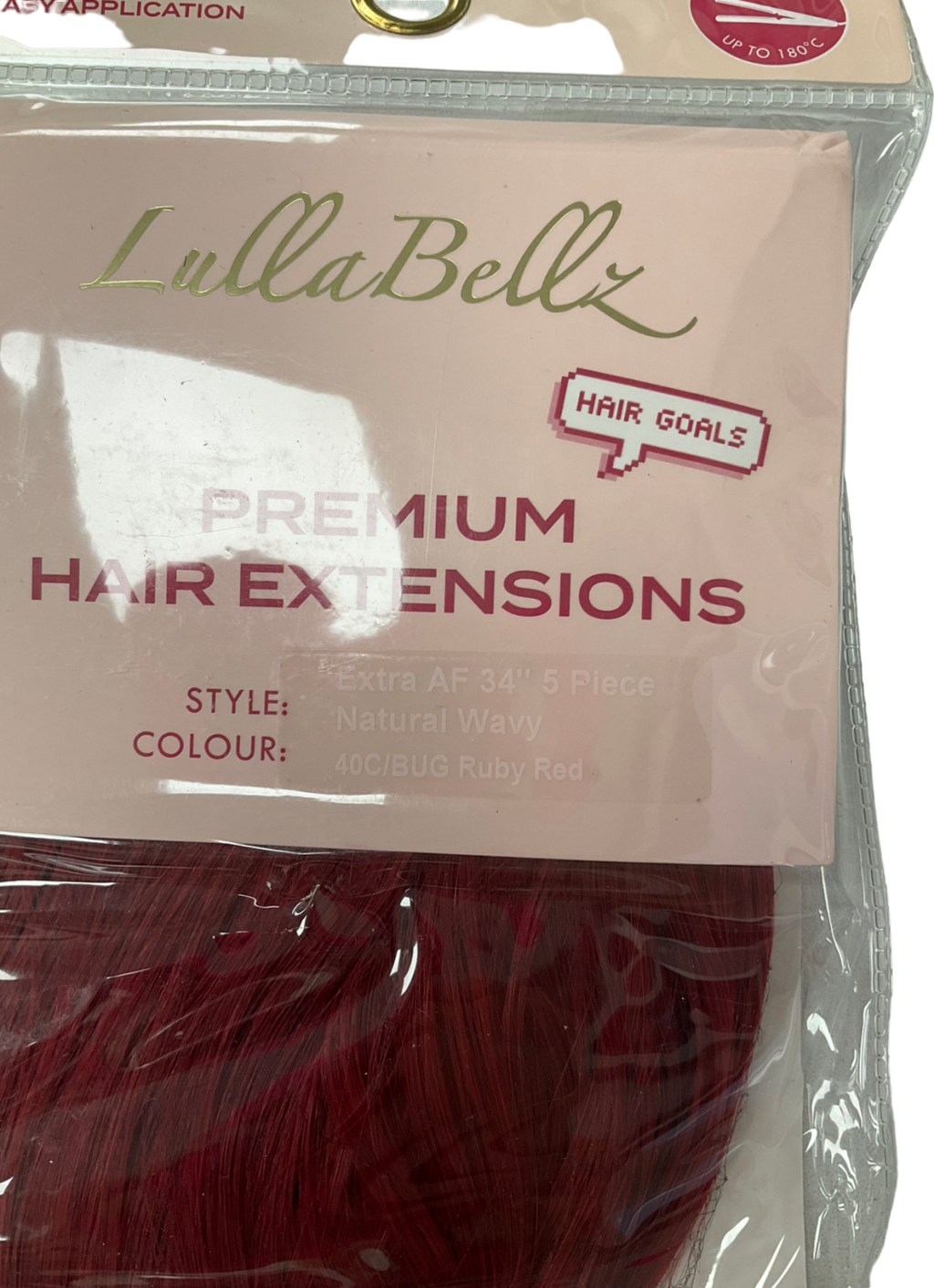 LullaBellz Red Extra 34” 5 Piece Natural Wavy One Size