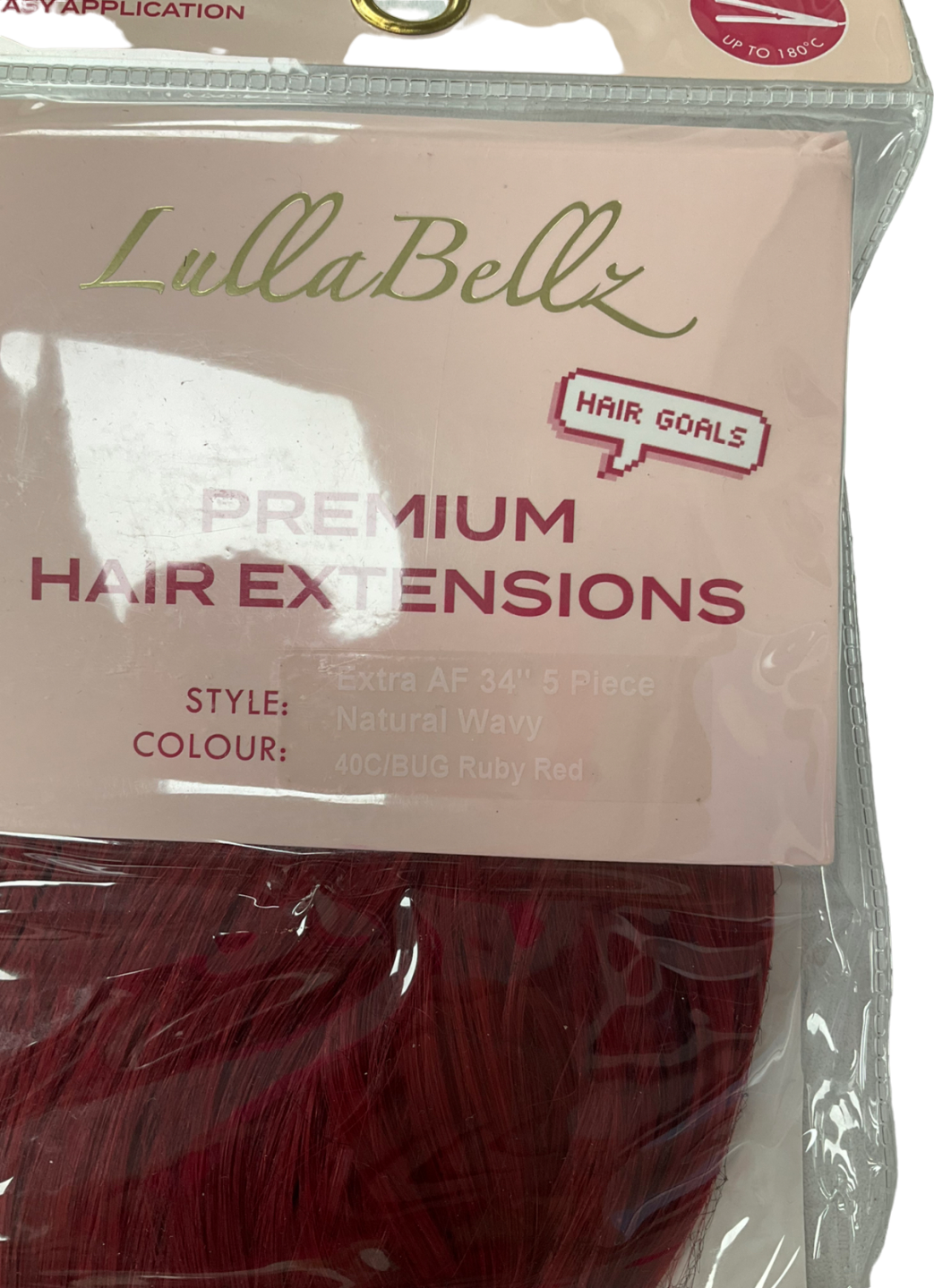 LullaBellz Red Extra 34” 5 Piece Natural Wavy One Size