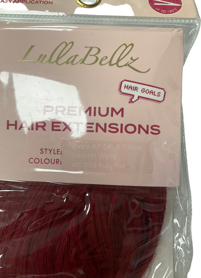 LullaBellz Red Extra 34” 5 Piece Natural Wavy One Size