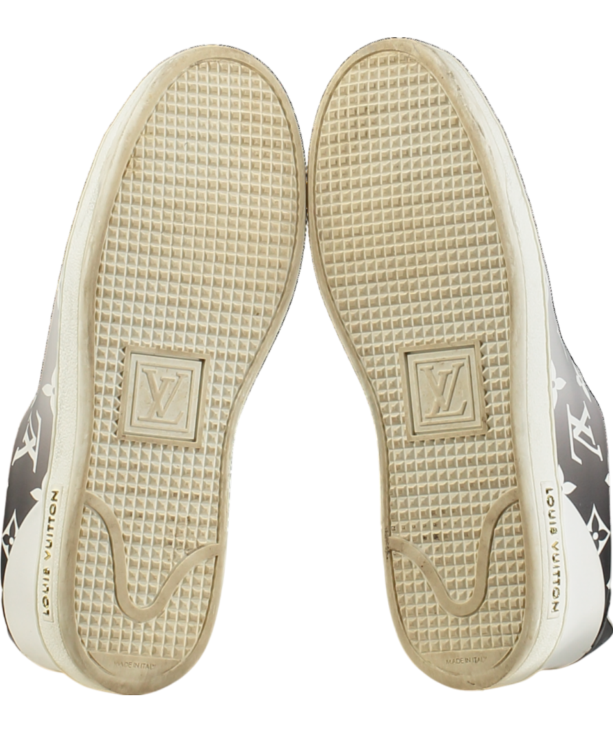 Louis Vuitton White Calfskin Monogram Frontrow Sneakers White/ Black Ombre UK 2.5 EU 35.5 👠