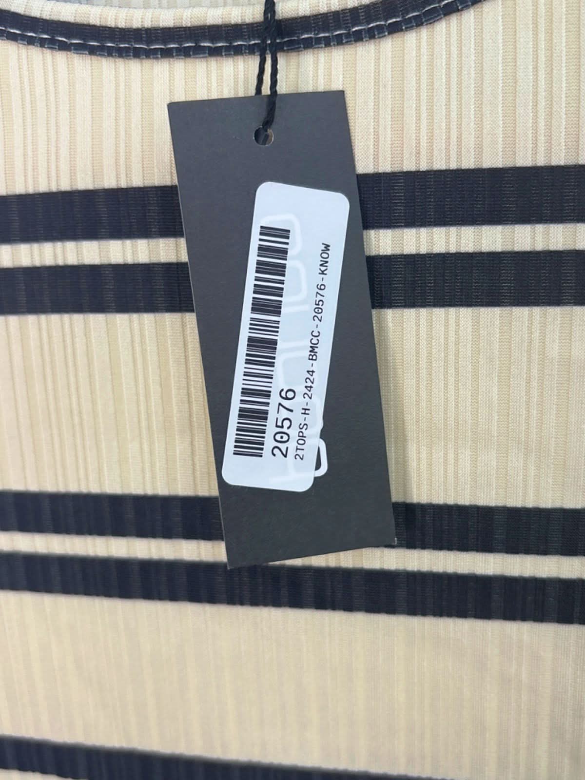 Boohoo Beige/Black Striped Long Sleeve Top UK 8