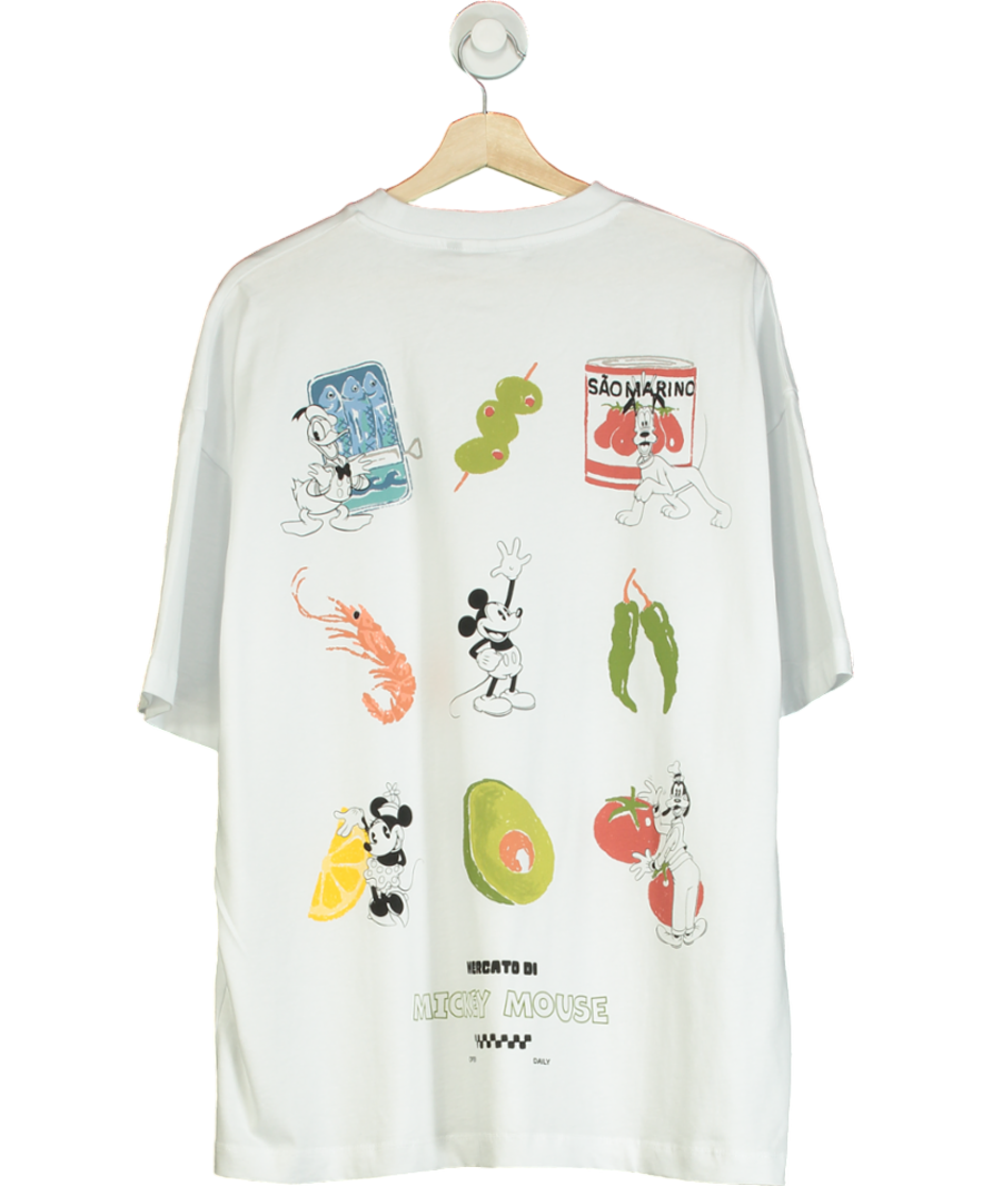 ASOS White X Disney Oversized T-shirt With Mickey And Friends Print UK M