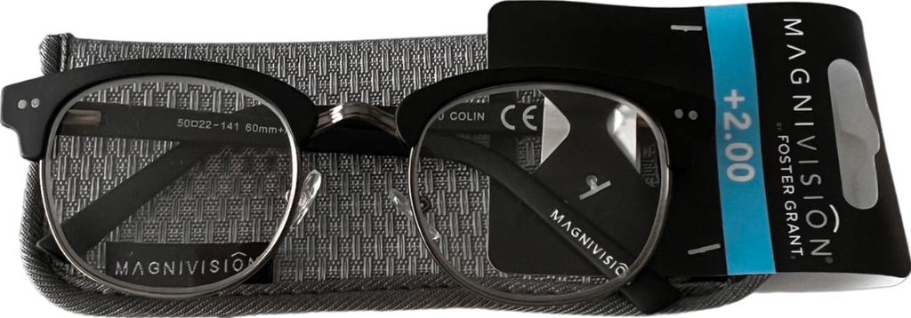 magnivision Colin Lenses Reading Glasses +2 Black