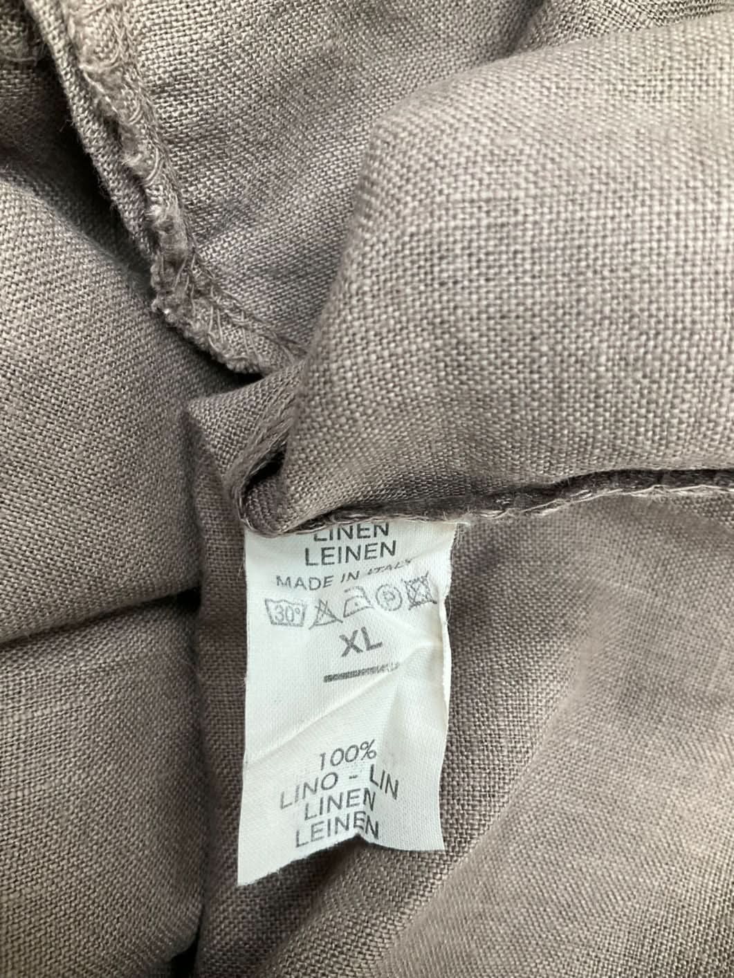 Brown Frill Detail Linen Dress UK XL