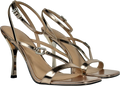 Charles & Keith Metallic Leather Crystal-buckle Ankle-strap Heels UK 6 EU 39