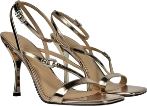 Charles & Keith Metallic Leather Crystal-buckle Ankle-strap Heels UK 6 EU 39